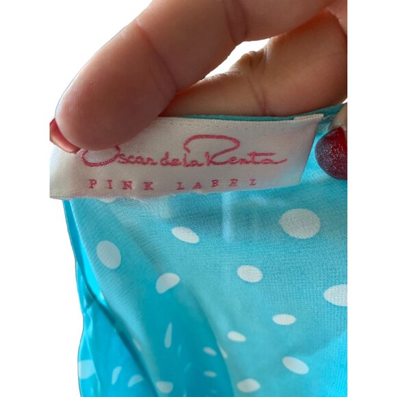 💰BOGO💰 Blue & White Polka Dot Oscar de la Renta Robe Small - Picture 4 of 4